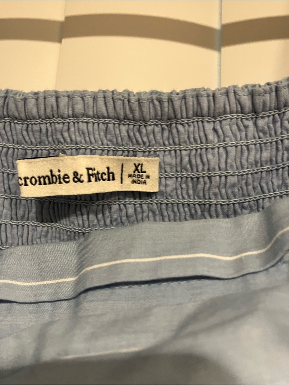 Abercrombie & Fitch Light Blue Pinstriped Puff-Sleeve Mini Dress - Picture 2 of 3